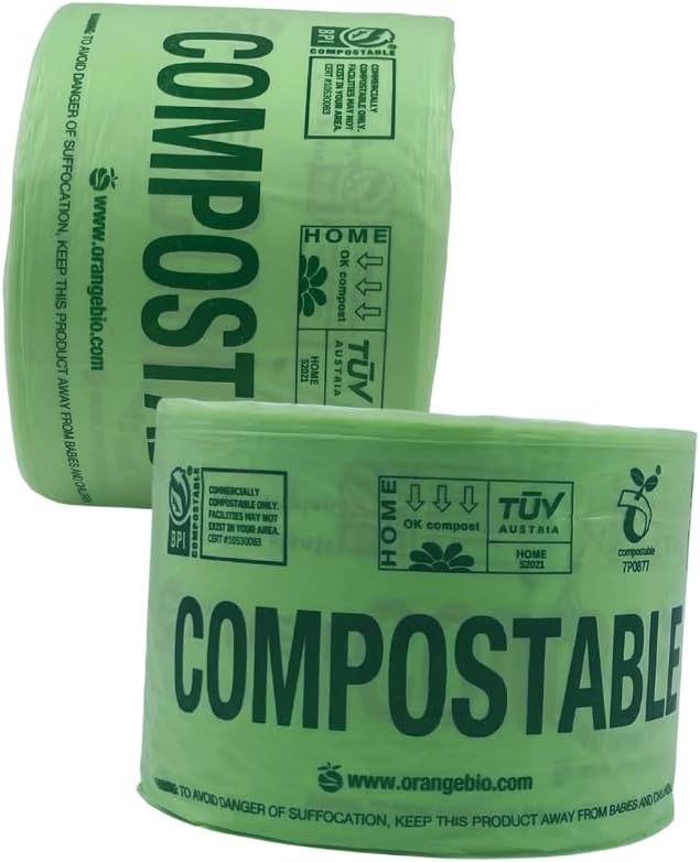 OrangeBio Certified Home Compostable Produce Bags, 800 Count, 15 x 17 Inches, Hold Up to 14 Lbs, ASTM D6400, EN 13432, US BPI & Europe OK Compost Home Certified
