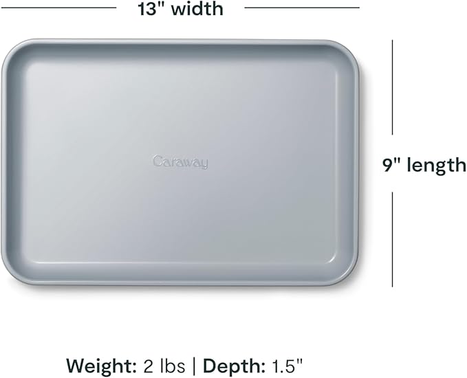 Caraway Nonstick Ceramic Small Baking Sheet Duo (9x13”) – Non-Toxic, PTFE & PFOA Free – Oven Safe – Aluminized Steel Core – Mini Sheet Pan for Baking, Roasting & More - Sage