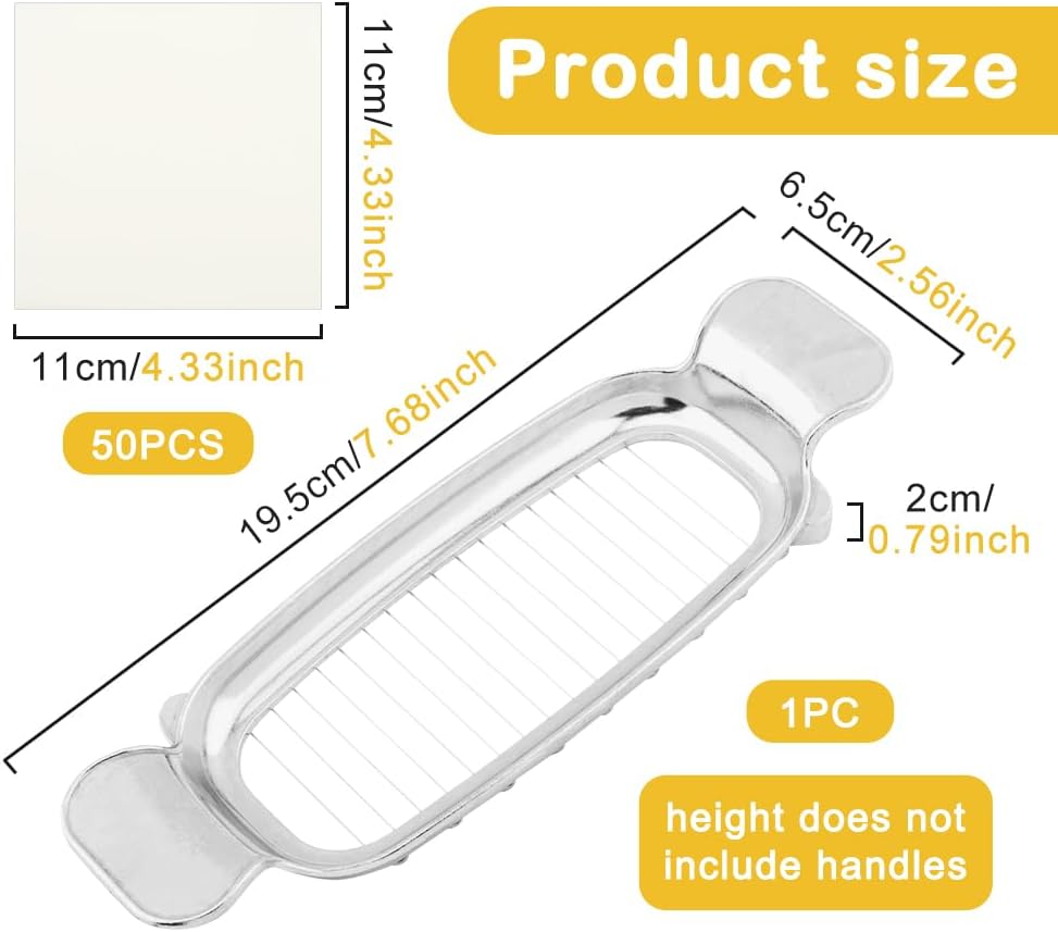 Butter Slicer Cutter for Single Stick Butter, 17 Stainless Steel Wires for Portion Control, 50PCS Baking Paper Included, for Cheese, Egg, Fruit, and Soft Foods, Easy Cleaning, Home Baking or Serving