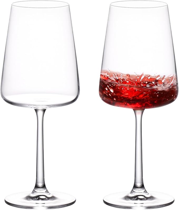 KAMMAK Wine Glasses Set of 2, 17 oz Hand Blown Crystal Bordeaux Wine Glasses, Thin Rim & Long Stem, Perfect for Red & White, Daily Use, Wedding Anniversary or Birthday Gift with Gift Box, S85BJ52