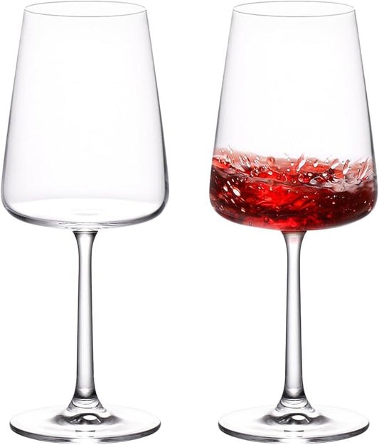 KAMMAK Wine Glasses Set of 2, 17 oz Hand Blown Crystal Bordeaux Wine Glasses, Thin Rim & Long Stem, Perfect for Red & White, Daily Use, Wedding Anniversary or Birthday Gift with Gift Box, S85BJ52