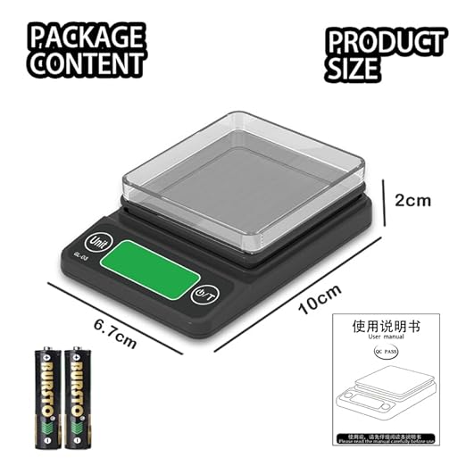 Digital Pocket Scale, 500g/0.01 Portable Precision Gram Scale Grams and Ounces，Food Scale Jewelry Scale with LCD Display, 5 Units Tare for Powder, Gem, Coffee, Coin, Tea, Weed