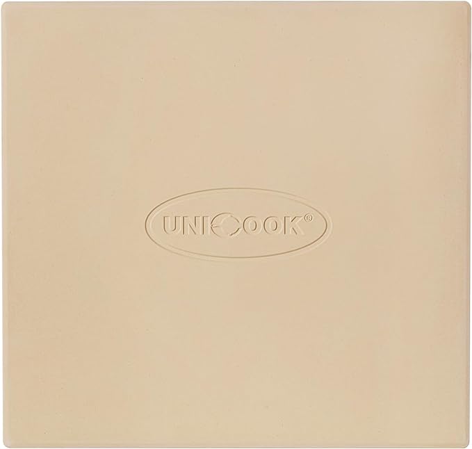 Unicook Pizza Stone for Oven and Grill, Square Baking Stone 12 Inch, Cordierite Cooking Oven Stone, Thermal Shock Resistant Pizza Pan for Pizza, Bread, Including Dough Scraper