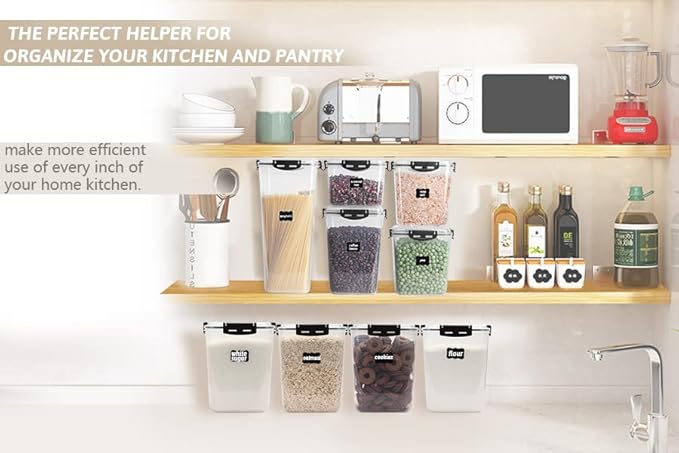 CASA LINGO Airtight Food Storage Containers with Lids, 5.3L Large Pantry Organization and Storage for Bulk Food Dry Food Cereal, Set of 4 Plastic Food Storage Containers