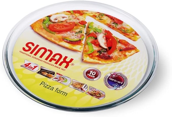 SIMAX Glass Pizza Pan for Oven: Borosilicate Glass Pizza Tray for Oven - 12.5-inch Pizza Pans - Pizza Plates - Pizza Tray Oven Pan - Round Pizza Pans Baking Sheet - Non Stick Pizza Pan 12.5 Inch