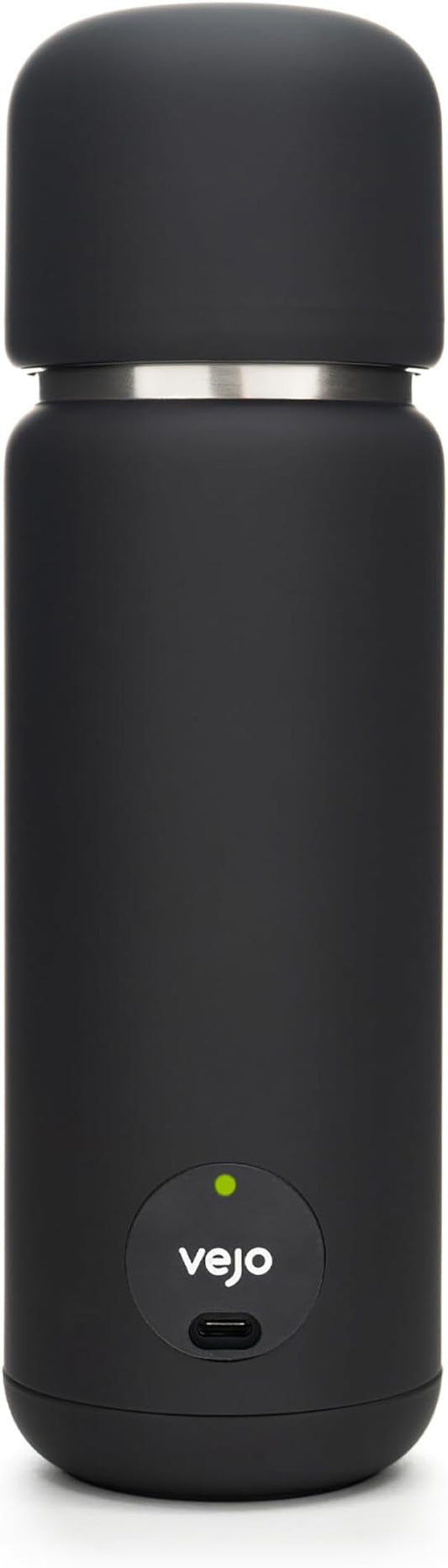 Vejo Portable Travel Blender for Protein Shakes & Powders | 12oz Rechargeable Personal Mixer Bottle | Stainless Steel Interior | Fits Car Cup Holders | Dishwasher Safe | Gym, School, Outdoors, Black