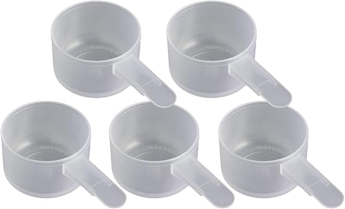 39 mL Plastic Measuring Packaging Scoop (= 39 cc/ = 8 teaspoon/ = 2.6 Tablespoon/ = 1.32 oz), Short Handle - to Measure and Dispense Spices, Granules, Powders, for Seeds Packing (5 scoops)