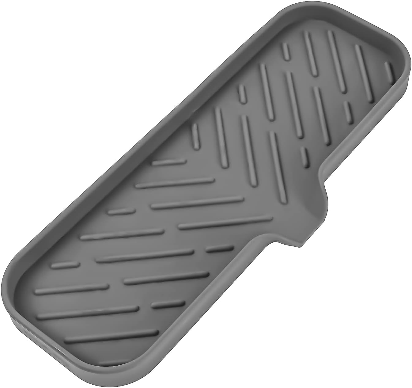 Silicone Bathroom Soap Dishes with Drain Spout-Bathroom and Kitchen Sink Organizer,Sponge Holder,Dish Soap Tray,Perfect for Dispenser,Scrubber,Bottle,Cup on Sink or Counter-Grey 12"×4"