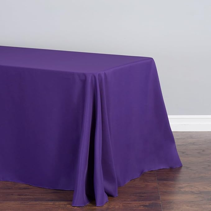 LTC LINENS Tablecloth 90 x 156-Inch Rectangular Polyester Tablecloth with Rounded Corners, Purple, (90156-010185)