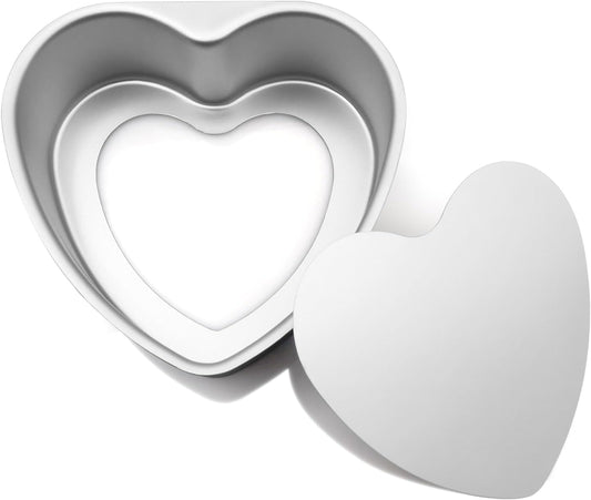 Aluminum Heart Shaped Cake Pans, 8 Inch Nonstick Baking Pan with Removable Bottom Cake Mold for Valentine's Day Wedding Birthday Anniversary, 1pc