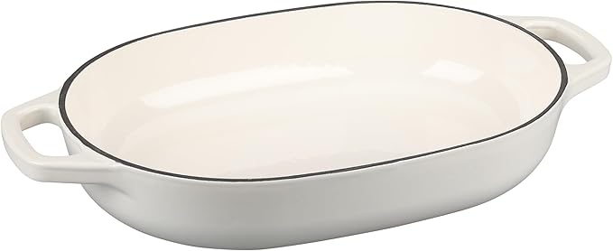 Enameled Cast Iron Oval Dutch Oven Pot with Lid, Dutch Oven for Sourdough Bread Baking, Oval Bread Pan, 7qt, White