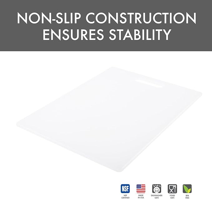 Dexas NSF Polysafe Cutting Board with Handle, 11 by 14.5 inches, White