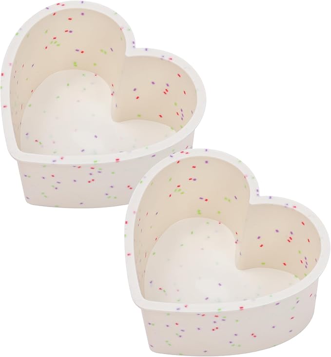 4 Inch Mini Heart Shaped Cake Pans Nonstick Silicone Heart Cake Molds for Baking Set of 2 (Cream)