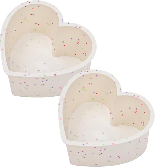 4 Inch Mini Heart Shaped Cake Pans Nonstick Silicone Heart Cake Molds for Baking Set of 2 (Cream)