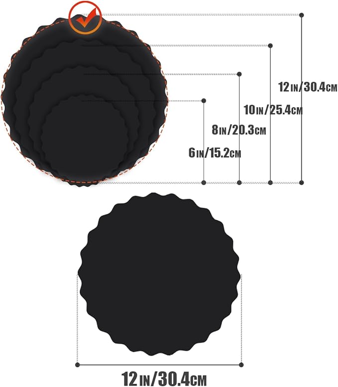qiqee 12 Inch Black Wave Cake Boards Round 15-Packs Circles Rounds Base Food-Grade Cardboard Wave Cake Plate（Thinner But Stronger）