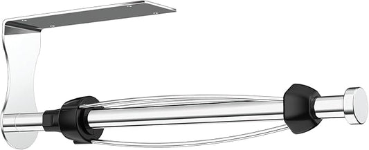 SetSail Paper Towel Holder, Single Hand Operable Paper Towel Holder Under Cabinet with Adjustable Damper Easy Tear Wall Mount Self-Adhesive or Drilled for Kitchen Bathroom, Mirror Silver