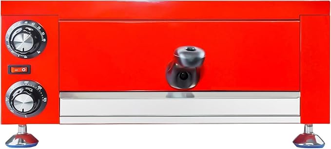 YOOKTEN Indoor Pizza Oven Countertop Electric 12" Commercial Stainless Steel Pizza Maker With 60 Minutes Timer, Red