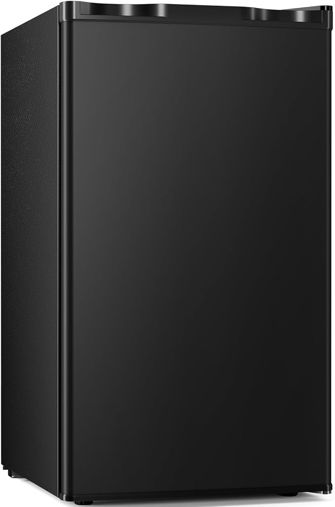 Antarctic Star Mini Compact Refrigerator with Freezer, 3.2 Cu.Ft. Single Door with Adjustable Thermostat,Removable Glass Shelves for Apartment/Dorm/Office,BLACK
