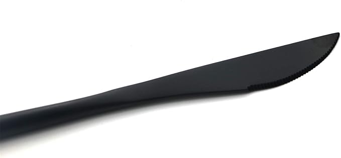 Gugrida 24-Piece Matte Black Handle 18/10 Stainless Steel Silverware Set, Titanium Black Cutlery, Flatware Set for Home & Restaurant, Dishwasher Safe