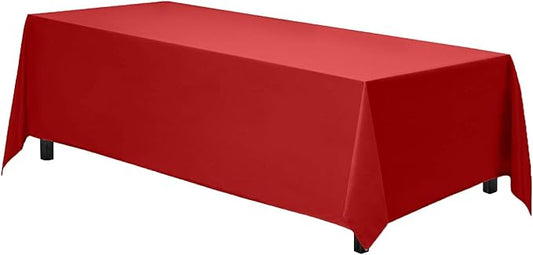 Gee Di Moda Rectangle Tablecloth - 90 x 156 Inch Red Table Cloth for 8 Foot Table with Floor-Length Drop - Heavy Duty Washable Fabric - 8 Ft Buffet Table, Holiday Party, Wedding & Baby Shower