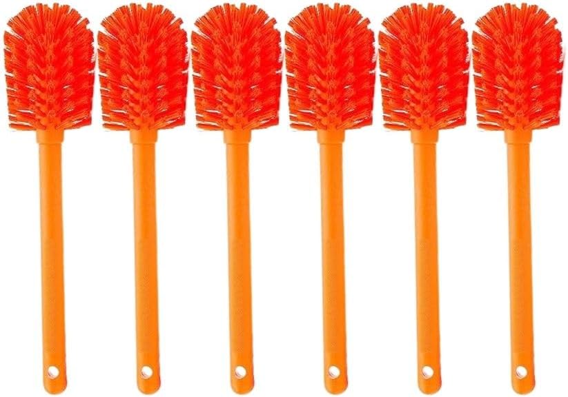 SPARTA Large Water Bottle Brush Ideal for Wide-Mouth Jars, Bottles and Tumblers, Dishwashing Tool with Handle for Home and Commercial Kitchens, Plastic, 12 Inches, Orange, (Pack of 6)