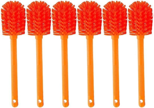 SPARTA Large Water Bottle Brush Ideal for Wide-Mouth Jars, Bottles and Tumblers, Dishwashing Tool with Handle for Home and Commercial Kitchens, Plastic, 12 Inches, Orange, (Pack of 6)