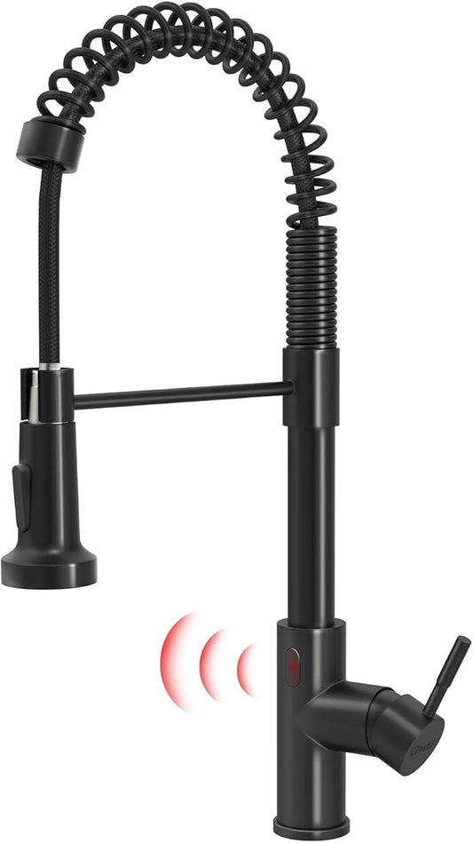 GIMILI Glossy Black Touchless Kitchen Faucets with Pull Down Sprayer Single Handle Spring Kitchen Faucet