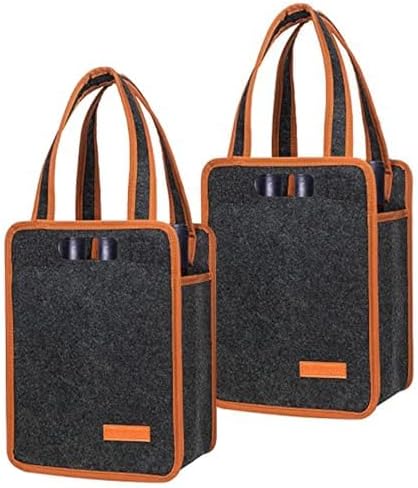 2 Pack 6 Bottle Wine Tote Bag, Insulated Thermal Padded Wine Carrier Tote, Reusable Wine Bags for Wine Bottles Travel, Camping and Picnic, Perfect Wine Lover Gift