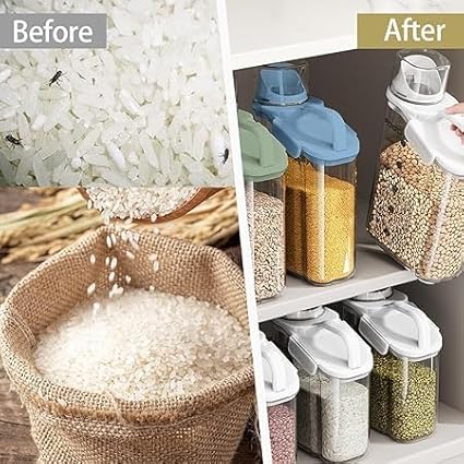 1 Piece Cereal Containers Storage, 2.8L/95oz Airtight Large Dry Food Storage Containers with Pouring Spout Measuring Cup for Snacks Grain Rice,BPA Free Dispenser Plastic Bin, 1PC