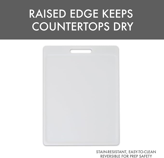 Dexas NSF Certified Polysafe Cutting Board with Handle, 11 x 14.5 Inches, Reversible Kitchen Cutting Board, White