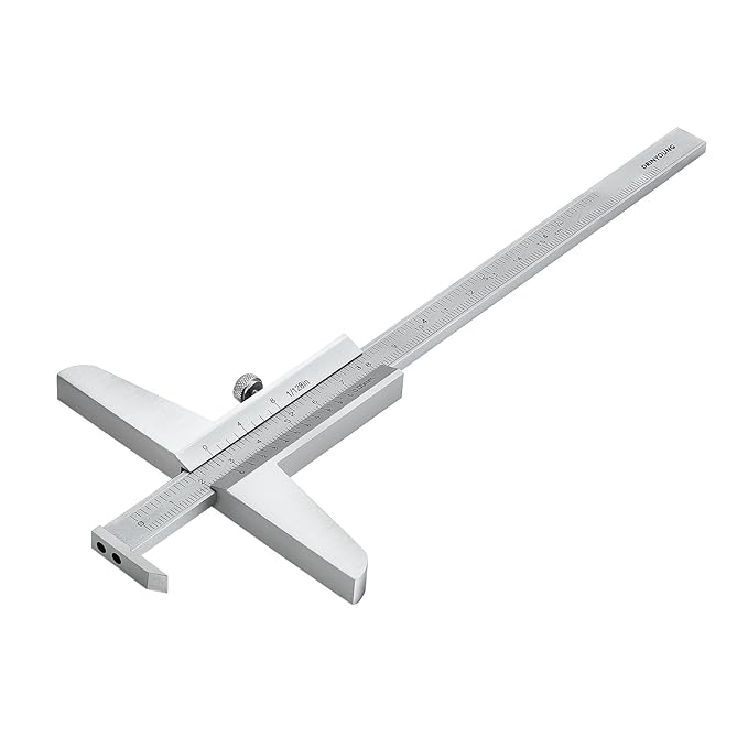 0-150mm Depth Gauge Vernier Caliper，Precision Measurement Tool，High-Strength CarbonSteel，DRINYOUNG（0-150/128in Depth Caliper with Hook）