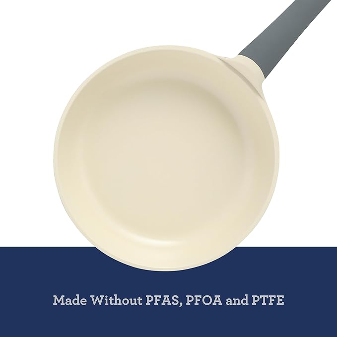 Oster Platinum Rooney Large 12 Inch Durable & Light Cast Aluminum Frying Pan Skillet w/PFA Free Ceramic Nonstick Interior Cookware Chef's Pan, Omelet Pan - Induction - Grey