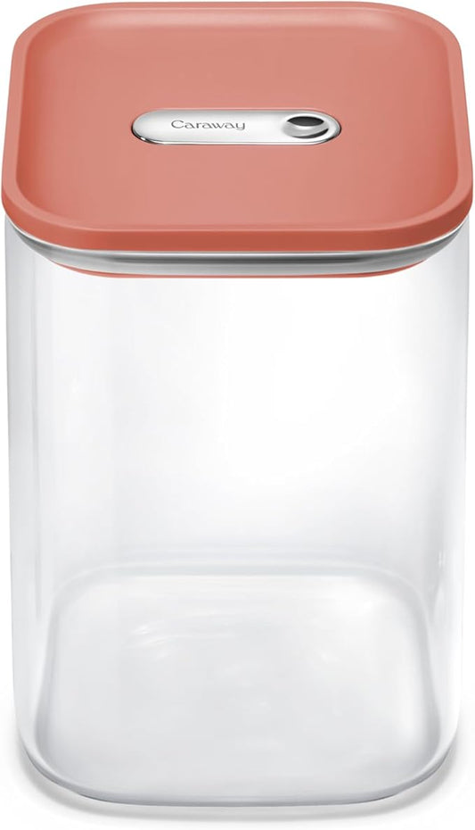 Caraway 4qt Glass Airtight Food Storage Container with Lid – Non-Toxic, BPA-Free Kitchen Storage Container – Stackable, Space-Saving Airtight Container for Dry Goods and More - Perracotta