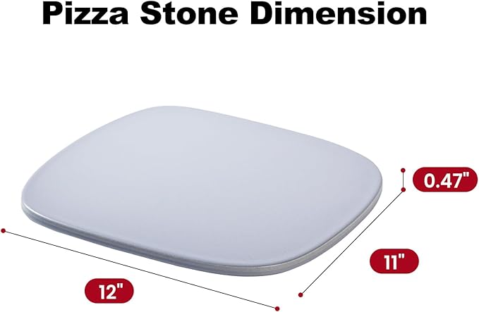 Pizza Stone, 12" x 11" x 0.47" Ceramic Coating & Cordierite Pizza Stones for Oven Grill BBQ, Heavy Duty Non Stick Baking Stone for Pizza & Bread, Unique Shape Design Grilling Stone (Gray)