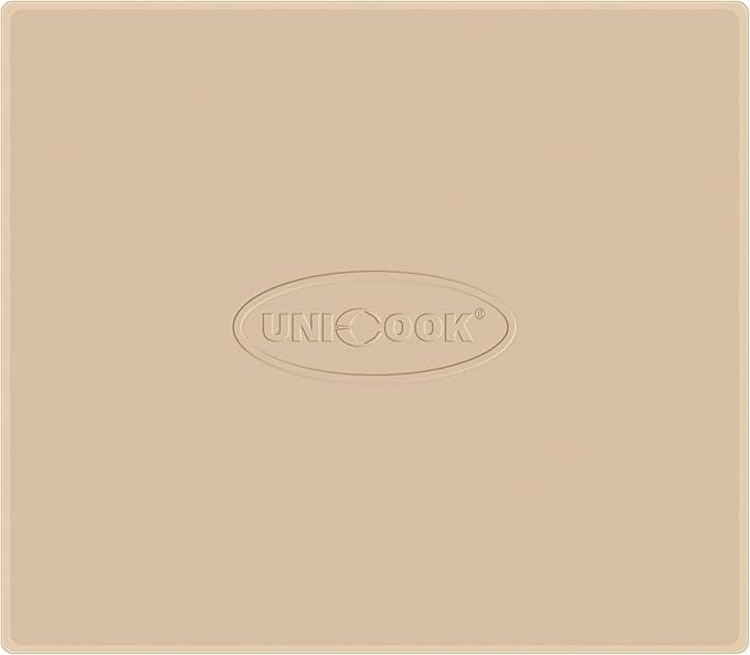 Unicook Pizza Stone for Oven and BBQ Grill, 12 x 11 Inch Rectangular Oven Grill Pizza Stone, Cordierite Baking Pan for Crispy Crusts, Thermal Shock Resistant, Including Dough Scraper