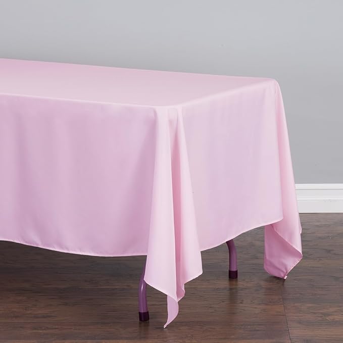 LTC LINENS Rectangular Tablecloth Pink - 70x120 in Rectangle Table Cloth for 6-8 ft Table - Wrinkle Resistant Polyester Cloth for Party, Banquet