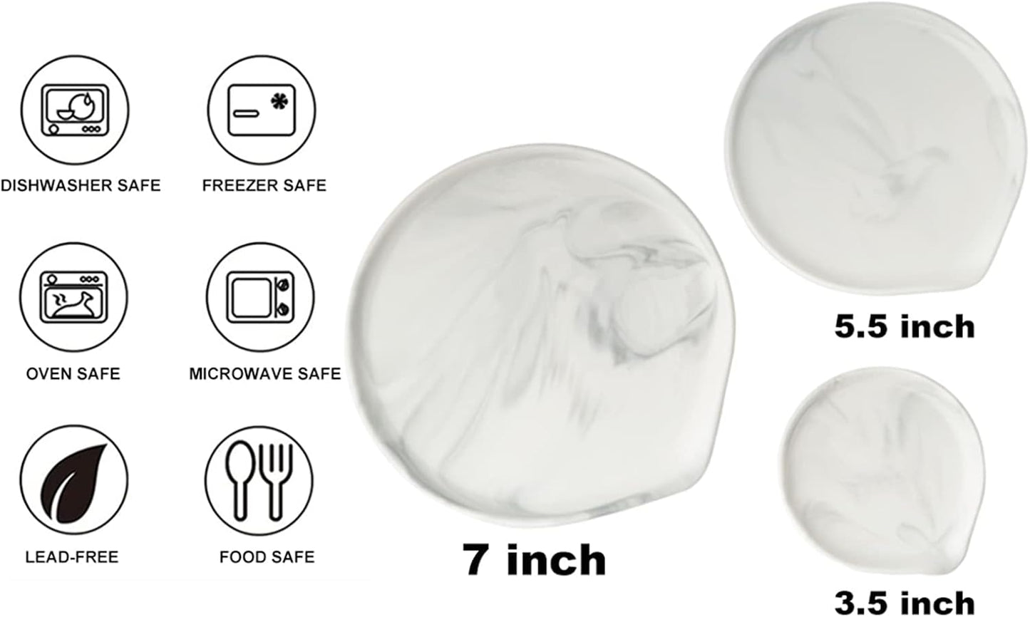 Spoon Rest,Ceramic Spoon Rest for Kitchen Counter Dishwasher Safe Marble Decor Spoon Holder for Kitchen,3.5 Inches