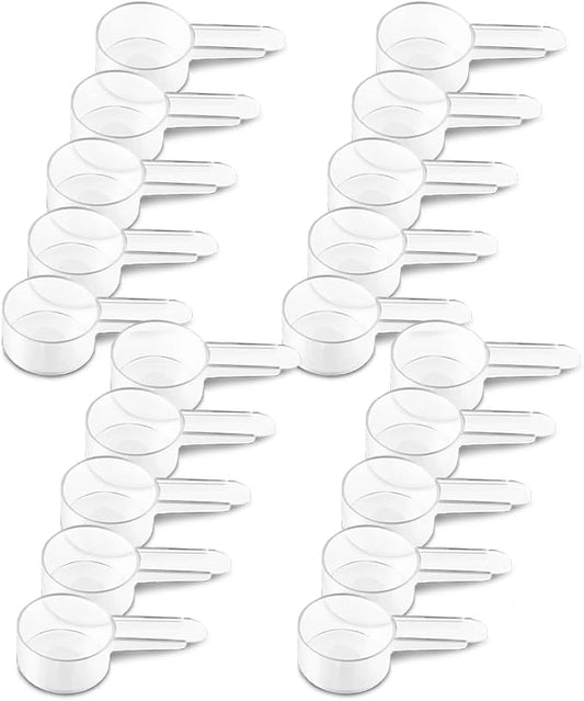 20 Pack Tablespoon Measuring Spoon Set with Short Handle Coffee Scoop - 1 Tablespoon (15 ML) Clear Plastic Scoops for Coffee, Loose Tea, Protein, Spices, Powders, and Other Dry Goods