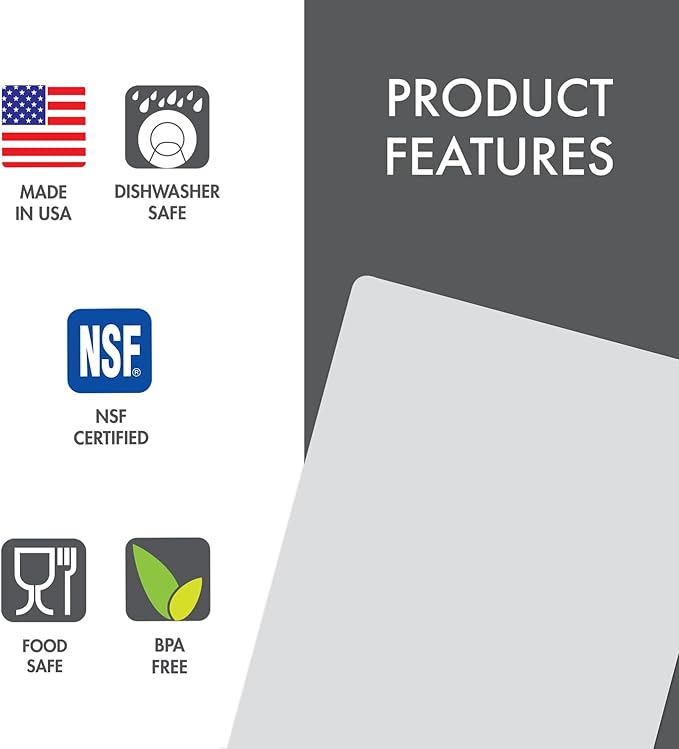 Dexas NSF Certified Polysafe Pastry Board, 16 x 20 Inches, Reversible Kitchen Cutting Board, White