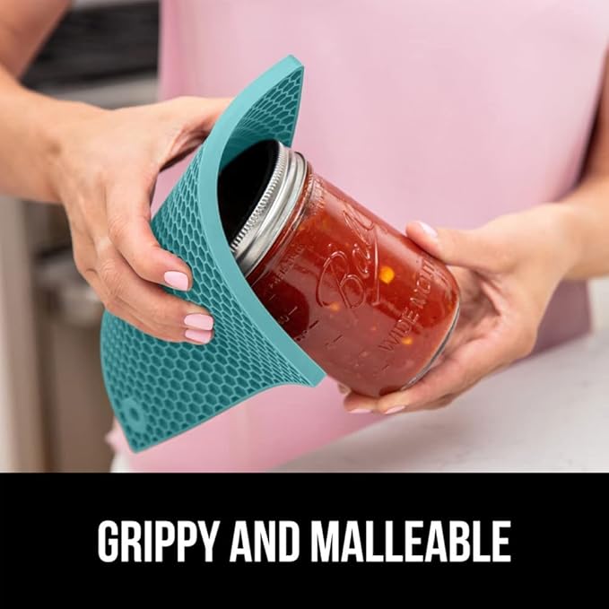 GORILLA GRIP BPA-Free Soft Silicone Oven Mitts and Pot Holders Sets, Heat Resistant Waterproof Cooking Gloves, Thick Cotton Lining, Flexible Gripping for Baking Grilling, Kitchen Trivets, Turquoise