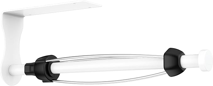 SetSail Paper Towel Holder, Paper Towel Holder Under Cabinet with Adjustable Damper Easy Tear Wall Mount Self-Adhesive or Drilled for Kitchen Bathroom, White