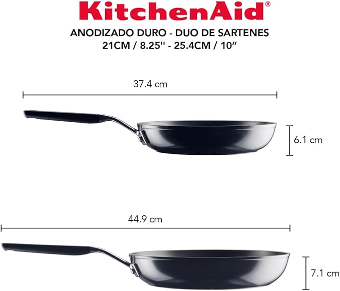 KitchenAid 84803 Hard Anodized Nonstick Frying Pans/Skillet Set, 8.25 Inch and 10 Inch - Onyx Black