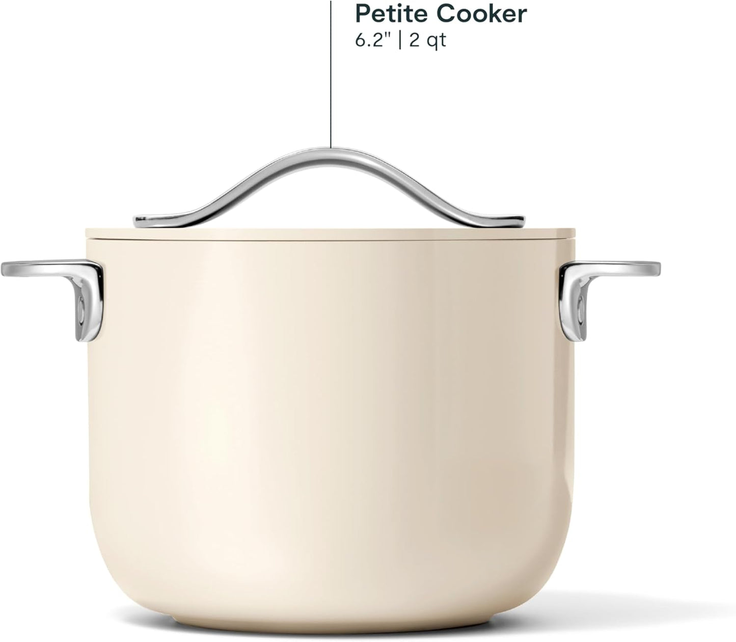 Caraway Petite Cooker - 2 Qt Ceramic Coated Pot - Free From Forever Chemicals - Perfect for Rice, Grains, or Sauces - Cream