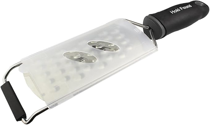 Hoki Found Stainless Steel Coarse Cheese Shredder - Zester, Vegetable & Fruit Grater - Black