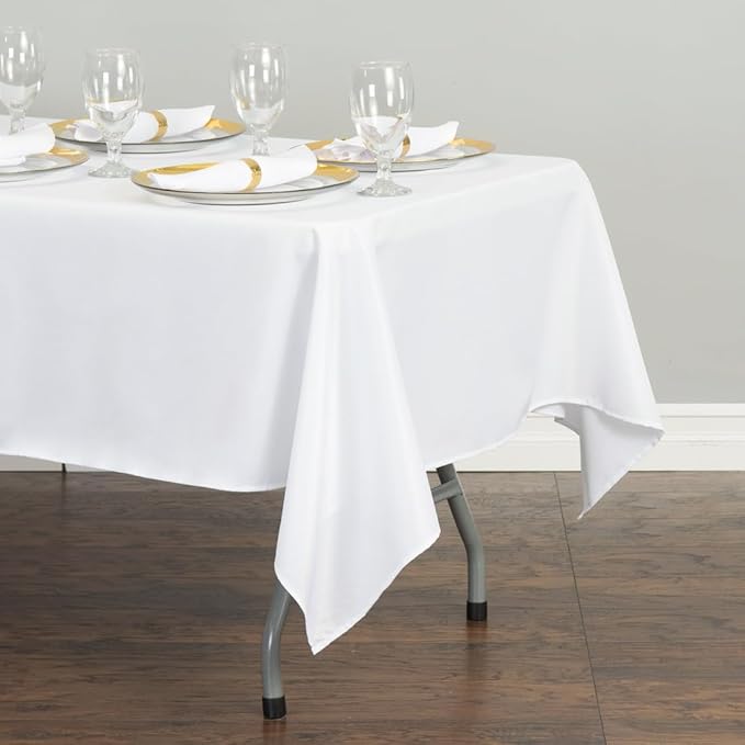 LinenTablecloth 60 x 102-Inch Rectangular Polyester Tablecloth White