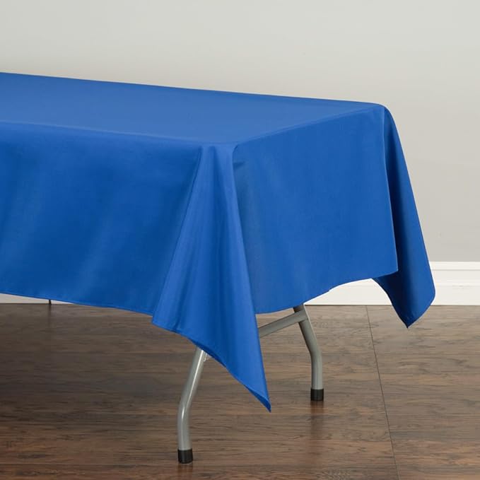 LTC LINENS 10 Pack Rectangle Tablecloths Royal Blue 60 x 126 Inch for 8ft Rectangular Banquet Tables with Half-Drop - Stain and Wrinkle Resistant Polyester Fabric Cloth Table Covers for Wedding, Party