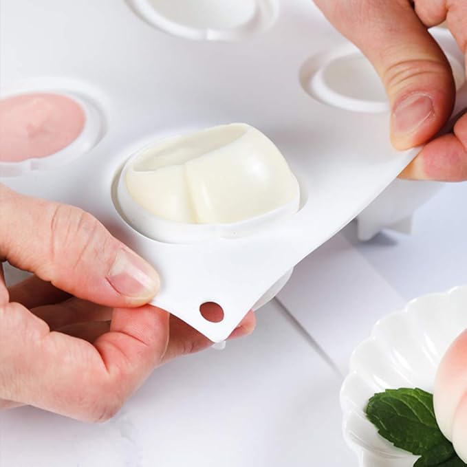 OCPO KITCHEN Peach Silicone Mold for Baking Mousse Cake, Fruit French Dessert, Pastry, Chocolate, Pudding, Jelly, Ice Cream, Cake Decoration Mold, 3D Peach Shape (8-cavity)