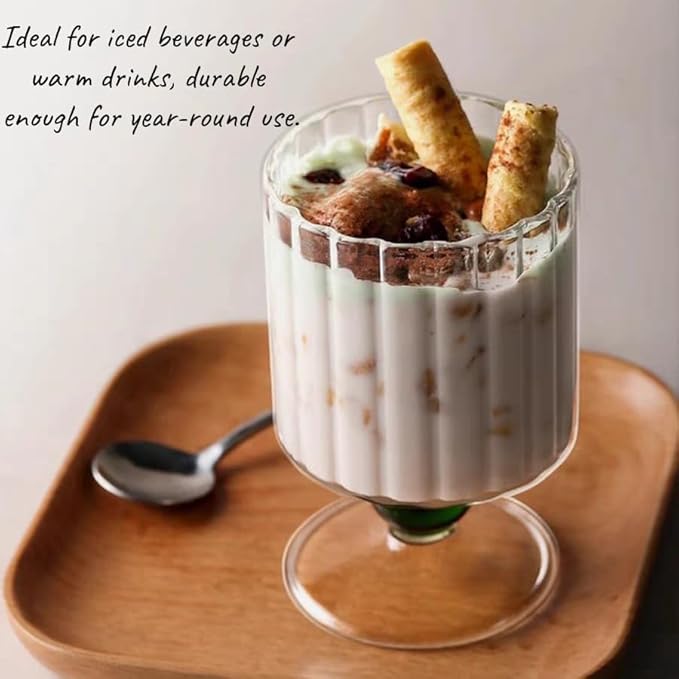 Vintage Wine Glasses Set of 2, 7.1oz Borosilicate Champagne, Whiskey, Juice Glasses, Glassware for Cocktails,Red Wine,Ice Cream, Gift for Couples, Wedding, Anniversary, Dishwasher & Microwave Safe