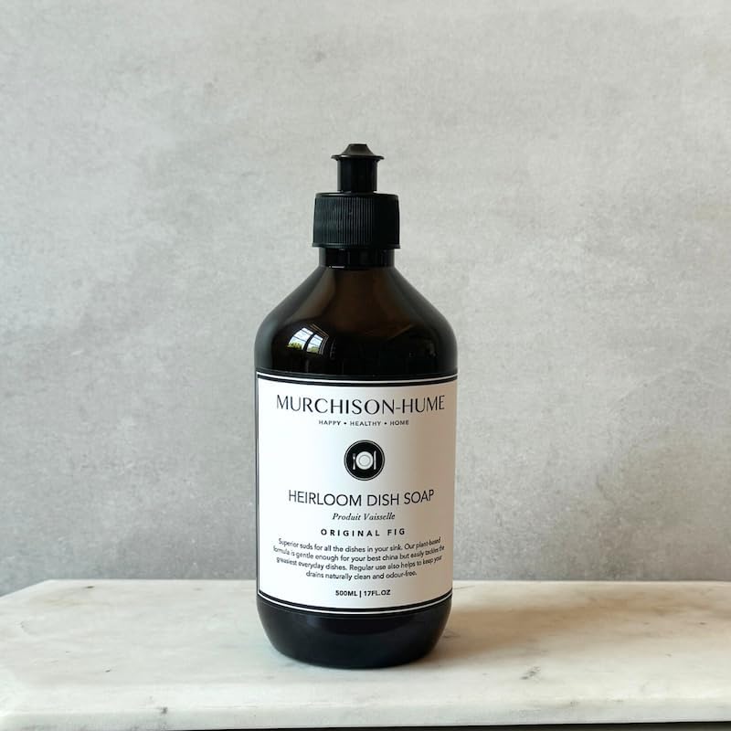 Murchison-Hume Dishwashing Soap, 17 fl oz - Original Fig Mild Dish Soap, Non-Toxic, Cuts Grease, Gentle on Hands, Biodegradable, Sulfate-Free, Sustainable, Counter Worthy Design
