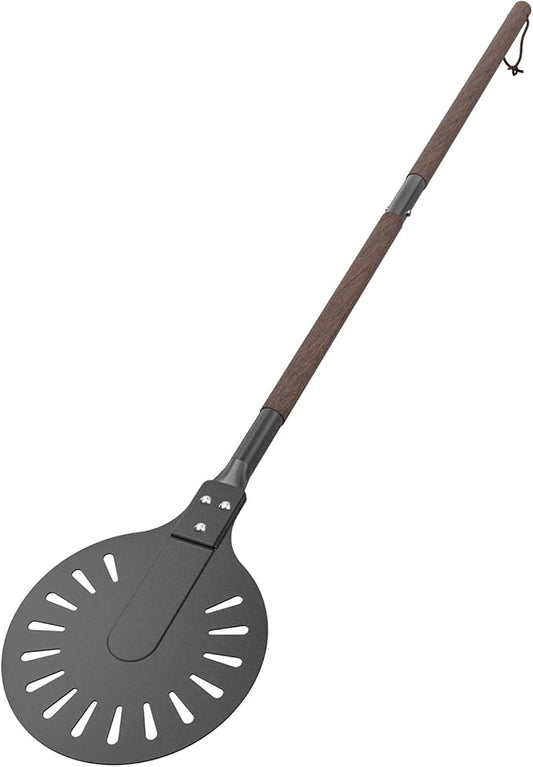 8 Inch Metal Pizza Turning Peel with 48 Inch Long Wooden Handle, Aluminum Pizza Paddle for Oven and Grill, Outdoor Pizza Oven Accessories